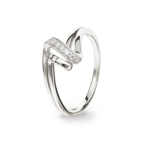 Damenring 925 Silber rhodiniert mit Zirkonia rund
