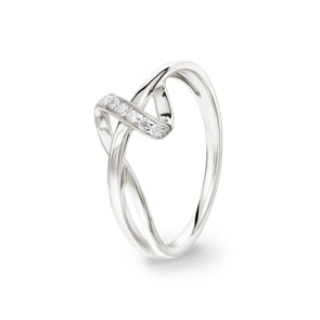 Damenring 925 Silber rhodiniert mit Zirkonia rund
