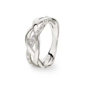 Damenring 925 Silber rhodiniert mit Zirkonia rund