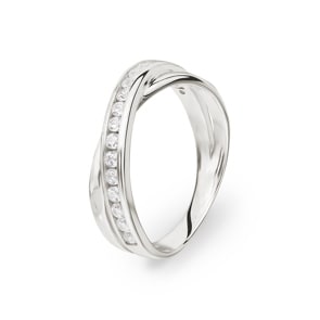 Damenring 925 Silber rhodiniert mit Zirkonia rund