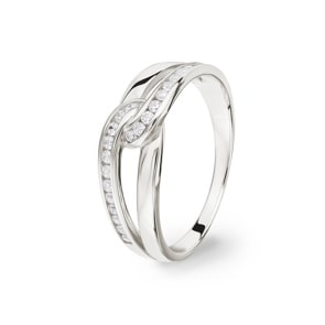 Damenring 925 Silber rhodiniert mit Zirkonia rund