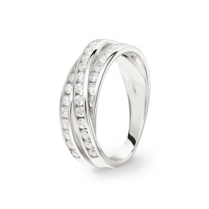Damenring 925 Silber rhodiniert mit Zirkonia rund