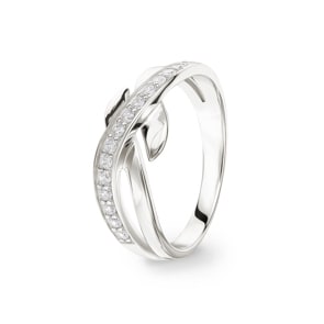 Damenring 925 Silber rhodiniert mit Zirkonia rund