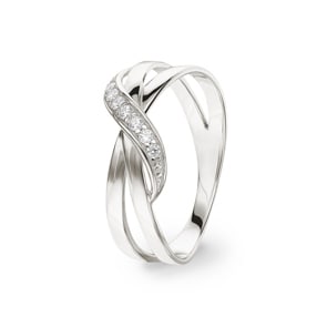 Damenring 925 Silber rhodiniert mit Zirkonia rund