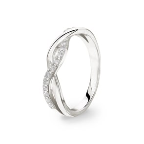 Damenring 925 Silber rhodiniert mit Zirkonia rund