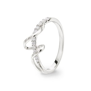 Damenring 925 Silber rhodiniert mit Zirkonia rund