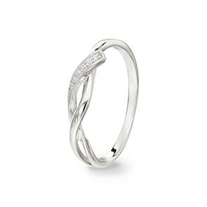 Damenring 925 Silber rhodiniert mit Zirkonia rund