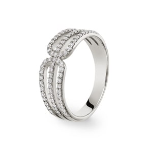 Damenring 925 Silber rhodiniert mit Zirkonia rund