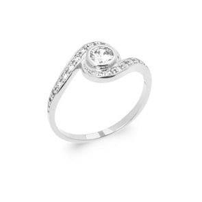 Damenring 925 Silber rhodiniert mit Zirkonia rund