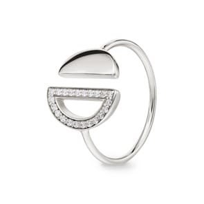 Damenring 925 Silber rhodiniert mit Zirkonia rund