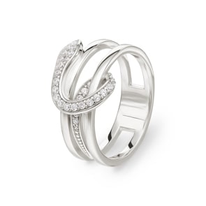 Damenring 925 Silber rhodiniert mit Zirkonia, Schlange