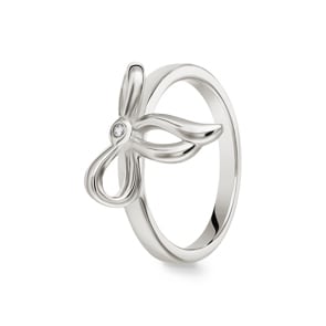 Damenring 925 Silber rhodiniert mit Zirkonia, Schleife
