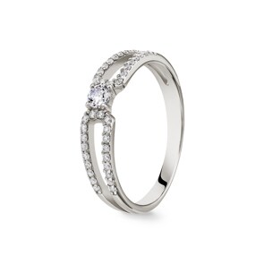 Bague Argent 925 rhodié avec zircones solitaires accompagnés