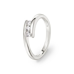 Damenring 925 Silber rhodiniert mit Zirkonia Trilogie