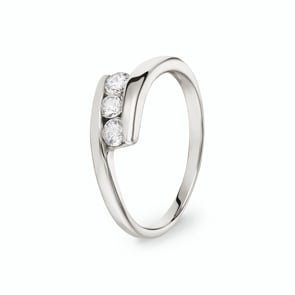 Damenring 925 Silber rhodiniert mit Zirkonia Trilogie