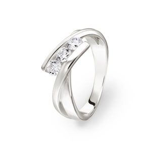 Damenring 925 Silber rhodiniert mit Zirkonia Trilogie