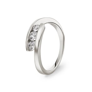Damenring 925 Silber rhodiniert mit Zirkonia Trilogie