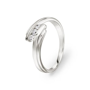 Damenring 925 Silber rhodiniert mit Zirkonia Trilogie