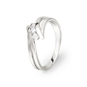Damenring 925 Silber rhodiniert mit Zirkonia Trilogie