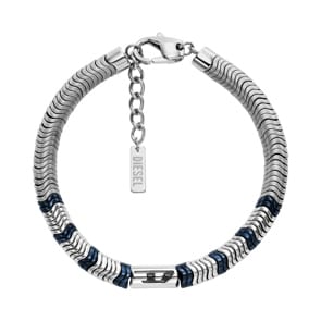 Diesel Armband Oval D Logo Beaded Hämatit Silbrig
