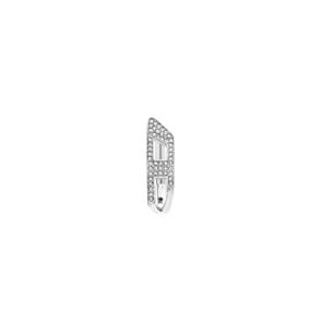 Diesel Single Hoop Earring Oval D-Logo Pavé