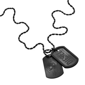 Diesel Halskette Dog-Tag Font Schwarz