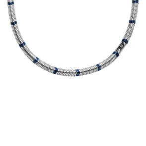 Diesel Kette Oval D Logo Beaded Hämatit Silbrig