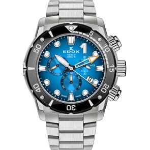 Edox CO-1 Chronograph Titanium Silbrig / Blau