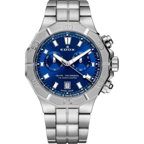 Edox Delfin Chronograph Blau / Silbrig