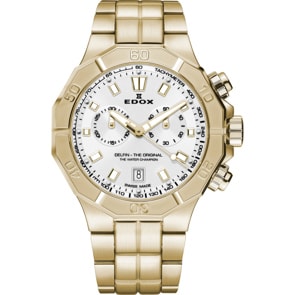 Edox Delfin Chronographe Doré / Argenté