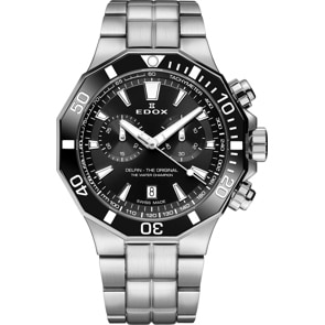 Edox Delfin Chronograph Silbrig / Schwarz