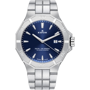Edox Delfin Date Argenté / Bleu