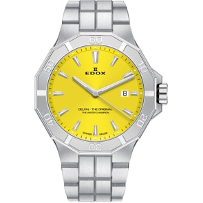 Edox Delfin Date Argenté / Jaune