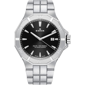 Edox Delfin Date Argenté / Noir