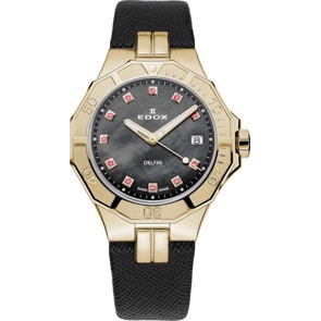 Edox Delfin Diver Date Lady Rubies