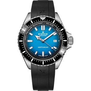 Edox Neptunian Date Automatic Blau / Kautschuk