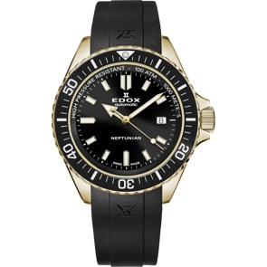 Edox Neptunian Date Automatic Goldig / Schwarz
