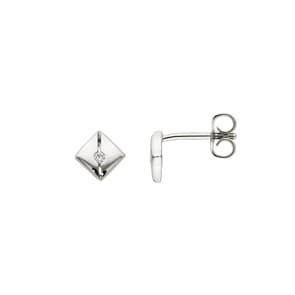Clou d'oreille simple or gris 750/18 ct avec zircones