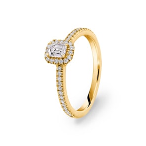 Emerald Halo Diamantring 750/18 K Gelbgold, 0.51 ct G/si