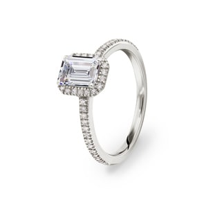 Emerald Halo Diamantring 750/18 K Weissgold, 1.23 ct G/si