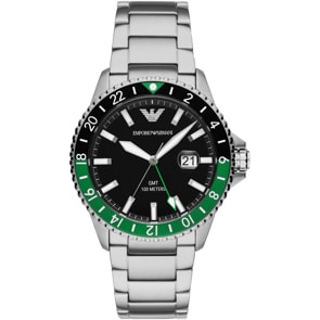 Emporio Armani Diver GMT Silbrig / Schwarz & Grün