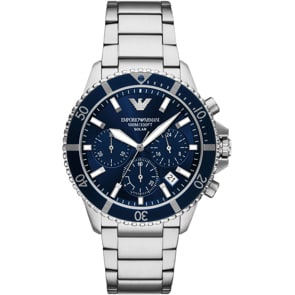 Emporio Armani Diver Sea Explorer Solar Chronograph Silbrig / Blau
