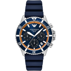 Emporio Armani Diver Sea Explorer Solar Chronograph Silbrig / Blau