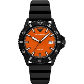 Emporio Armani Diver World Explorer Date Schwarz / Orange