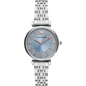 Emporio Armani Gianni T-Bar Silbrig / Blau 32 mm