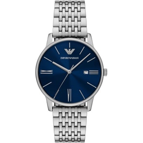 Emporio Armani Minimalist Date Silbrig / Blau