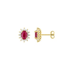Entourage Ohrstecker 750/18 K Gelbgold mit ovalen Rubinen & Diamanten 0.38 ct