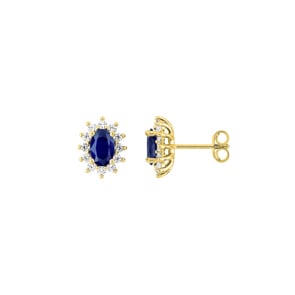 Entourage Ohrstecker 750/18 K Gelbgold mit ovalen Saphiren & Diamanten 0.38 ct