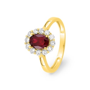 Entourage Ring 375/9 K Gelbgold mit Lab Grown Rubin & Diamanten 0.40 ct