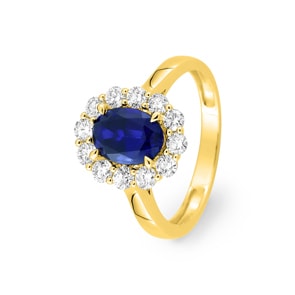Entourage Ring 375/9 K Gelbgold mit Lab Grown Saphir & Diamanten 0.65 ct